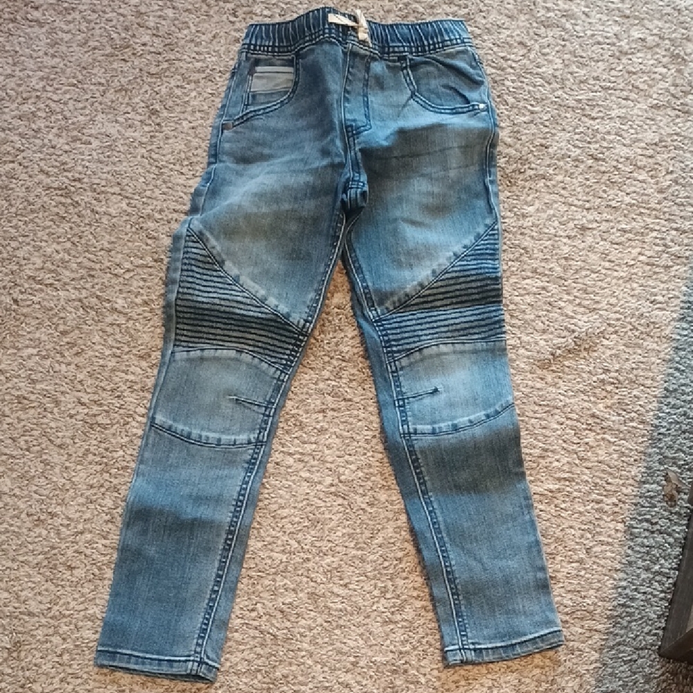 Blue Men's Moto-Style Stretch Jeans